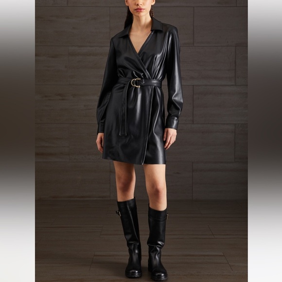 PennyBlack by Max Mara Label-cut ‘Riva’ Faux Leather Dress Size: small US4/6 - Picture 1 of 16
